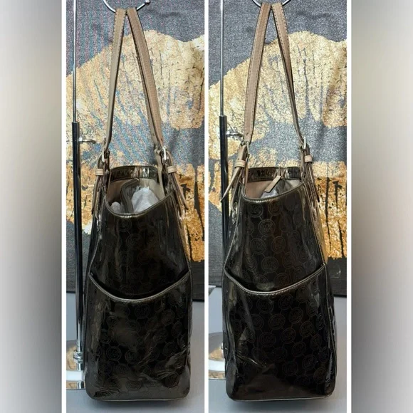 MICHAEL Michael Kors Jet Set Mirror Metallic East/West Signature Tote Bag - Picture 13 of 15